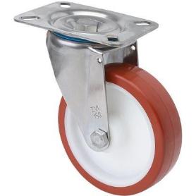 RUEDA GIRATORA PLACA INOX.10ZVLI125-POL POLIAMIX BLANCO-POLIUR.MARRON LISO
