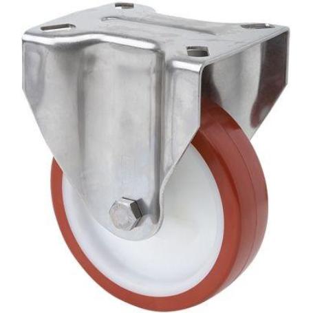 RUEDA FIJA  INOX.17ZVLI125-POLR POLIAMIX BLANCO-POLIUR.MARRON RODILLOS
