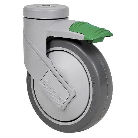 RUEDA GIRATORA AGUJERO M12 MEC.DIR.21HCMD125CP-PGAISB GOMA GRIS EJE BOLAS