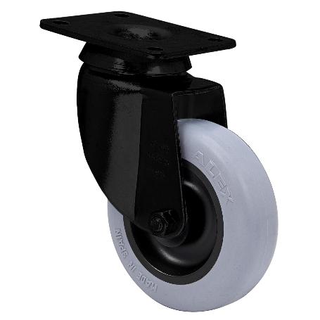RUEDA GIRATORA PLACA NEGRA 10BH60-PGIA POLIAMIX-GOMA GRIS EJE LISO