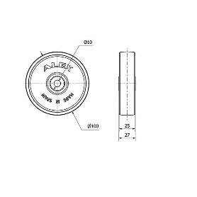 RUEDA SL100-10-28 PLASTICO BLANCO EJE LISO