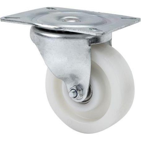 RUEDA GIRATORA PLACA 10-61-100-FT NYLON BLANCO EXTRAFUERTE EJE LISO