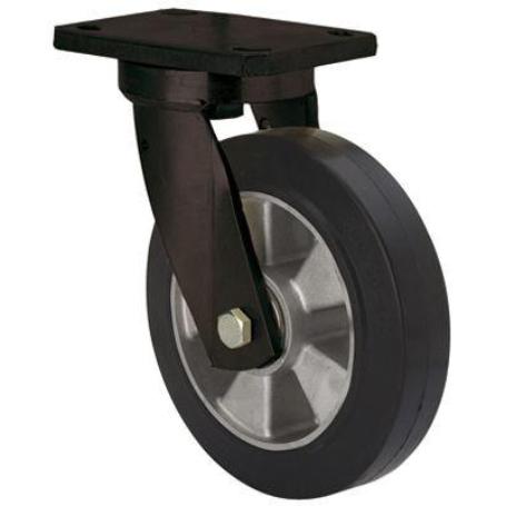 RUEDA GIRATORA PLACA 10HLB250H-DEB ALUMINIO-GOMA NEGRA ELASTICA EJE BOLAS