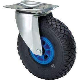 RUEDA GIRATORA PLACA 10WL260-RIPR POLIAMIX AZUL-NEUMATICA EJE RODILLOS