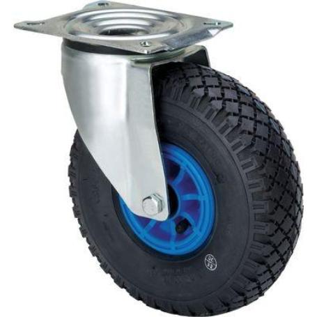 RUEDA GIRATORA PLACA 10WL260-RIPR POLIAMIX AZUL-NEUMATICA EJE RODILLOS
