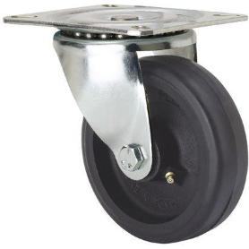 RUEDA GIRATORA PLACA 10-61-125-HGB HIERRO-GOMA NEGRA NATURAL EJE BOLAS