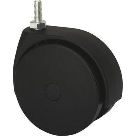 RUEDA GIRATORA ESPIGA ROSCADA M10X25 50DKG100 POLIAMIX NEGRO