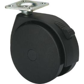 RUEDA GIRATORA PLACA FRENO 10DKGF80 POLIAMIX NEGRO