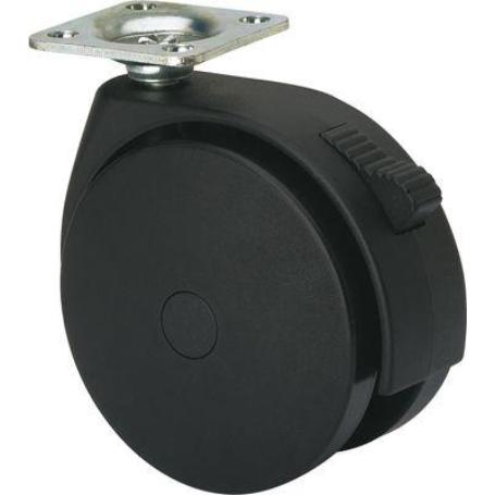 RUEDA GIRATORA PLACA FRENO 10DKGF120 POLIAMIX NEGRO