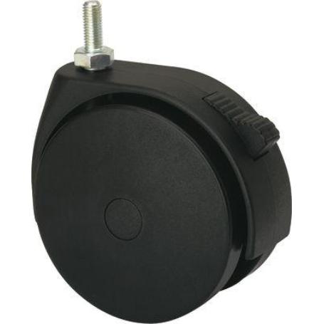 RUEDA GIRATORA ESPIGA ROSCADA M10X25 FRENO 50DKGF80 POLIAMIX NEGRO
