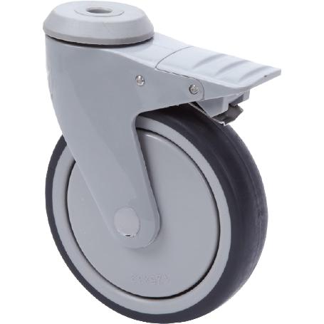 RUEDA GIRATORA AGUJERO M12 FRENO NYLON 20ANFD100-AN POLIUR.GRIS INYECT.BOLAS