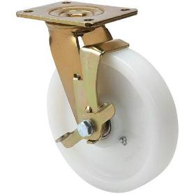 RUEDA GIRATORA PLACA FRENO 10SLFN150-FTB NYLON BLANCO EXTRAFUERTE EJE BOLAS