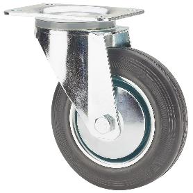 RUEDA GIRATORA PLACA 120-080-1 CP METALICO-GOMA NEGRA EJE RODILLOS