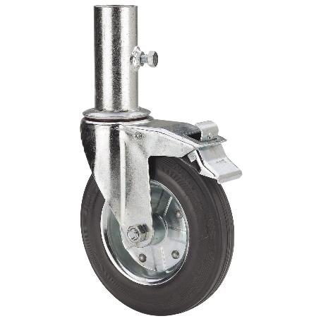 RUEDA GIRATORA ANDAMIO EUR.FRENO 201-200-9 METALICO-GOMA NEGRA RODILLOS