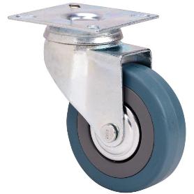 RUEDA GIRATORA PLACA 310-125-1 CP POLIAMIX-GOMA GRIS EJE LISO