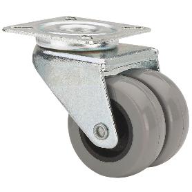 RUEDA GIRATORA PLACA 411-050-1 POLIAMIDA GRIS (DOBLE) EJE LISO