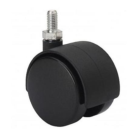 RUEDA GIRATORA ESPIGA ROSCADA M8X15 420-050-61 NYLON NEGRO EJE LISO