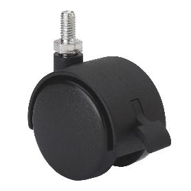 RUEDA GIRATORA ESPIGA ROSCADA M8X15 FRENO 420-050-71 NYLON NEGRO EJE LISO