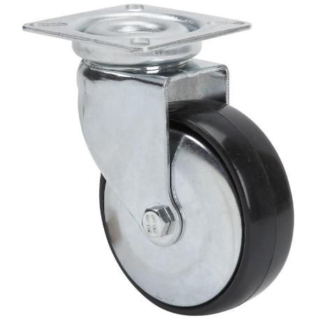 RUEDA GIRATORA PLACA 400-060-1 CP POLIAMIDA NEGRA EJE LISO