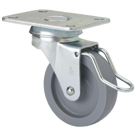 RUEDA GIRATORA PLACA FRENO VARIL.602-060-31 POLIAMIX GRIS EJE LISO