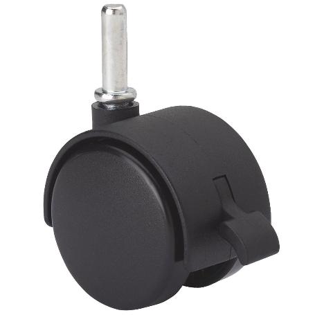 RUEDA GIRATORA ESPIGA LISA M8X26 FRENO 420-050-14 NYLON NEGRO EJE LISO