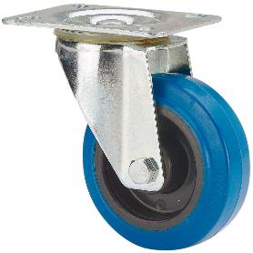 RUEDA GIRATORA PLACA 121-080-1 POLIAMIX-GOMA AZUL SUPERELAST.RODILLOS
