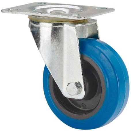 RUEDA GIRATORA PLACA 121-160-1 POLIAMIX-GOMA AZUL SUPERELAST.RODILLOS