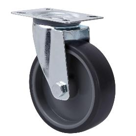 RUEDA GIRATORA PLACA 124.1-160-1 POLIAMIX-GOMA GRIS EJE LISO