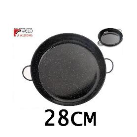 28 CMS CAZUELA ESMALTADA NEGRA CON PUNTOS ESPECIAL PARA COCINAR AL HORNO VAELLO