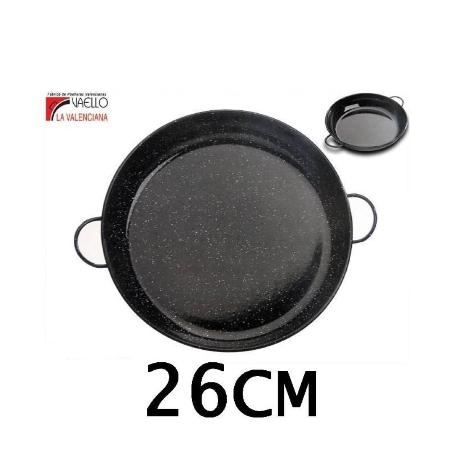 26 CMS CAZUELA ESMALTADA NEGRA CON PUNTOS ESPECIAL PARA COCINAR AL HORNO VAELLO