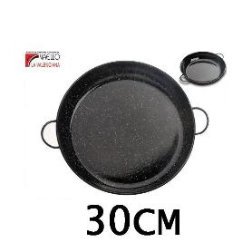 30 CMS CAZUELA ESMALTADA NEGRA CON PUNTOS ESPECIAL PARA COCINAR AL HORNO VAELLO
