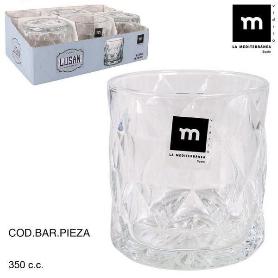 35 CLS VASO AGUA CRISTAL TALLADO TIPO VINTAGE LUSAN LAMEDITERRANEA - CAJA 6 UNIDADES