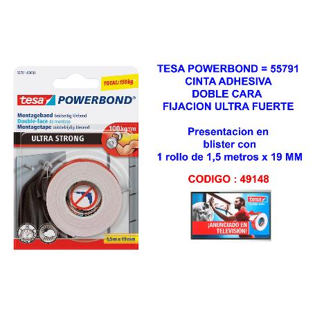 TESA POWERBOND CINTA ADH.DOBLE CARA ULTRA BLIST-1.5MTX19MM 55791