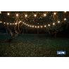 GUIRNALDA DE BOMBILLAS LED 10 UDS. CON PANEL SOLAR A19 3,7 V 1,2 AH IP44 2700 K 4,5 + 3 M