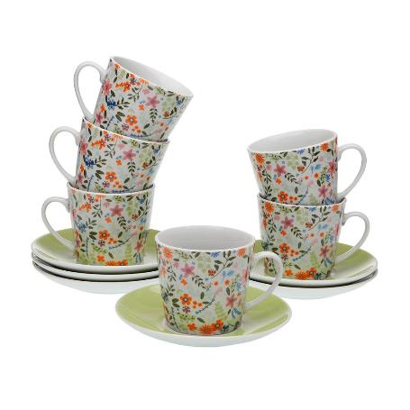 TAZAS TE + PLATO FLOWERS
