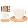 TAZAS PORCELANA 9 CL PLATOS BAMBU CAFE