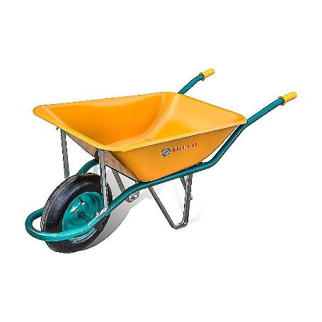 CARRETILLA OBRA AMARILLA EURO 90 L RUEDA NEUMATICA