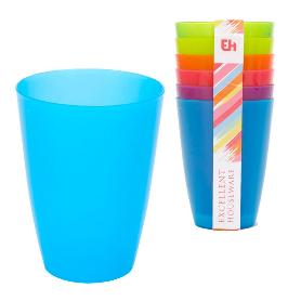 VASOS PLASTICO COLORES 270ML 6 PIEZAS