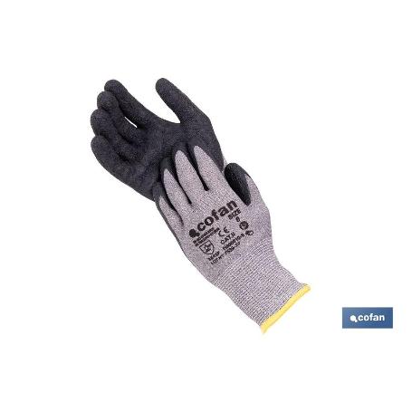 GUANTE ANTICORTE HPPE IMPREGNADO DE LATEX RUGOSO TALLA 9   CAJA 12 UNID.