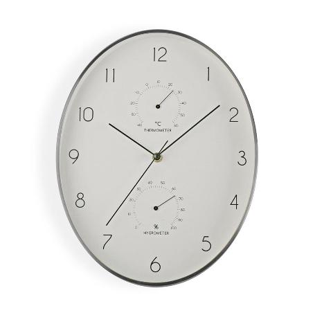 RELOJ ALUMINIO + TERMOMETRO + HIGROMETRO 30 CM