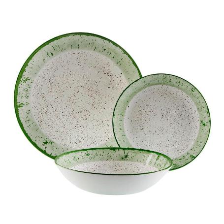 VAJILLA PORCELANA TELA VERDE 18 PIEZAS