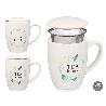 TAZA MUG PORCELANA + FILTRO + TAPA TEA 340 ML