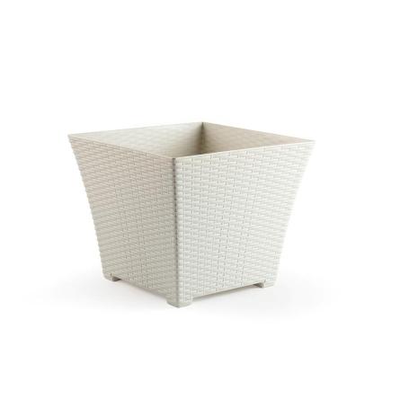 MACETA RATTAN CUADRADA 37 CM MARFIL