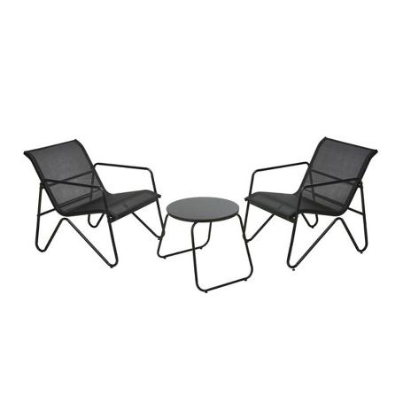 MESA 47X43 CM + 2 SILLONES METAL TEXTILENE