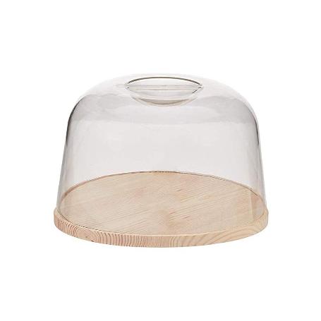 QUESERA MADERA TAPA METACRILATO 18 CM