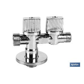 VÁLVULA DE ESCUADRA 1/2 X 1/2 X 3/8 DOBLE SALIDA